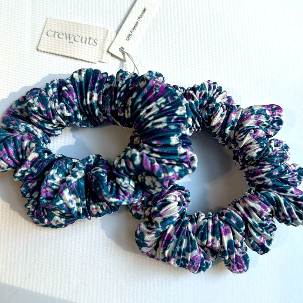 Crewcuts J.Crew Floral Scrunchies 2 Pack Blue Multicolor NWT Hair Ties
